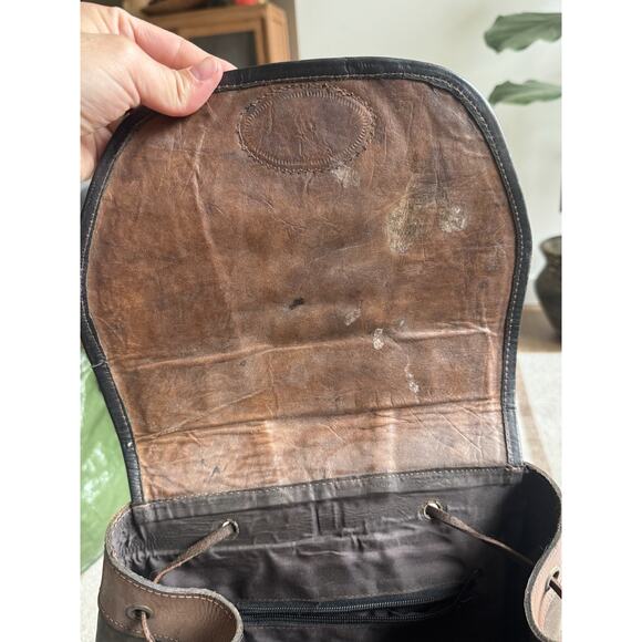 Handmade Tooled Leather Kilim Brown Backpack Women’s Chuspita Moroccan main image 12